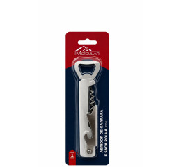 ABRIDOR DE GARRAFAS E SACA ROLHA INOX MR455